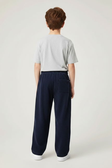 Pantalon Fluide Bleu Marine Côtelé Ample Décontracté Enfant - Cordé - vue 2