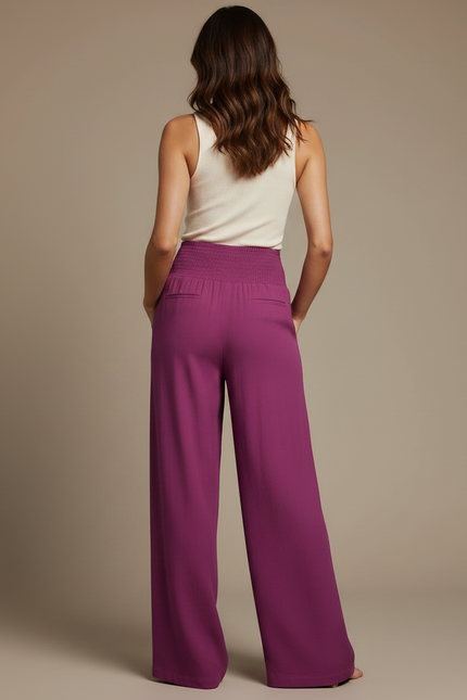 Pantalon Fluide Fuchsia - Rose Viscose - vue 2