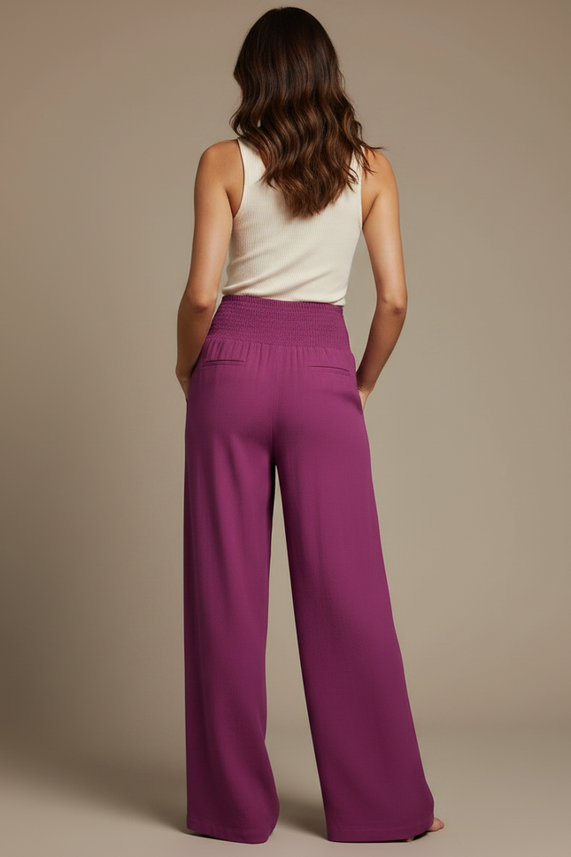 Pantalon Fluide Fuchsia - Rose Viscose - vue 2