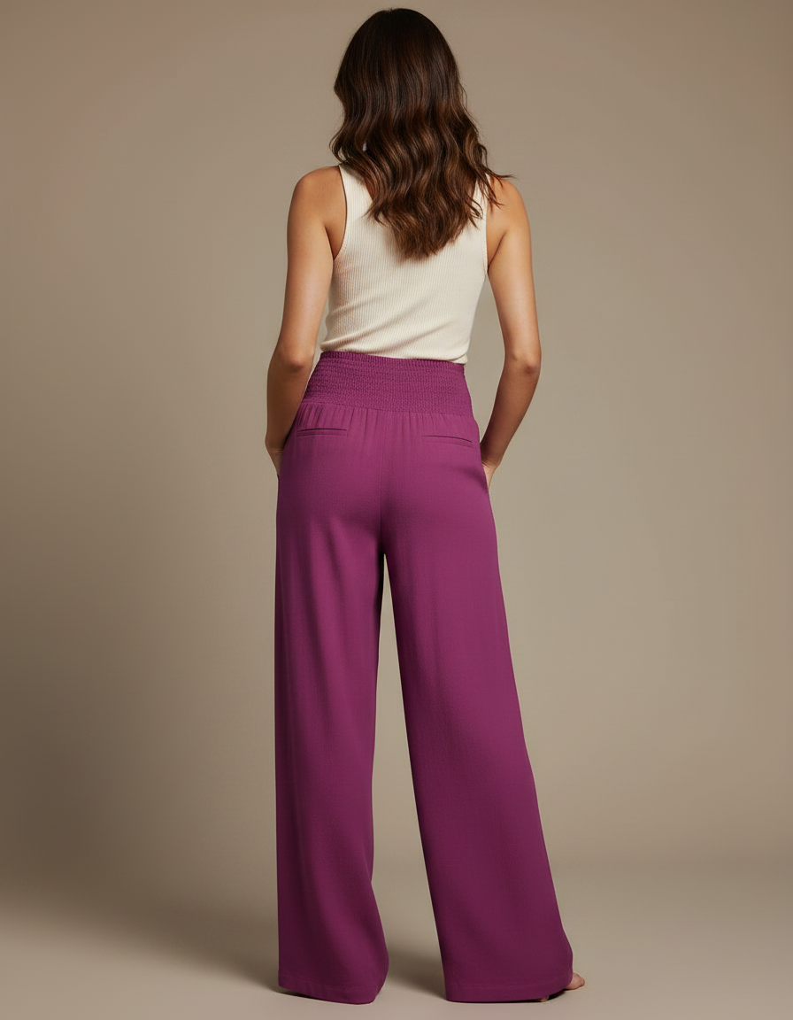 Pantalon Fluide Fuchsia - Rose Viscose - vue 2
