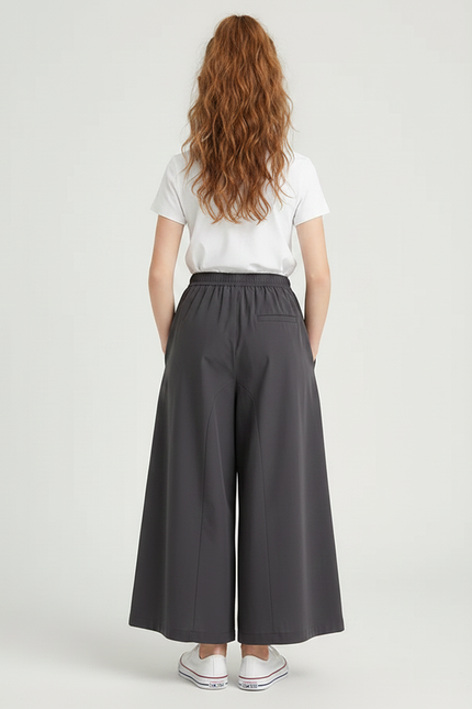 Pantalon Fluide Gris Ample Confortable Décontracté - Polyester - vue 2
