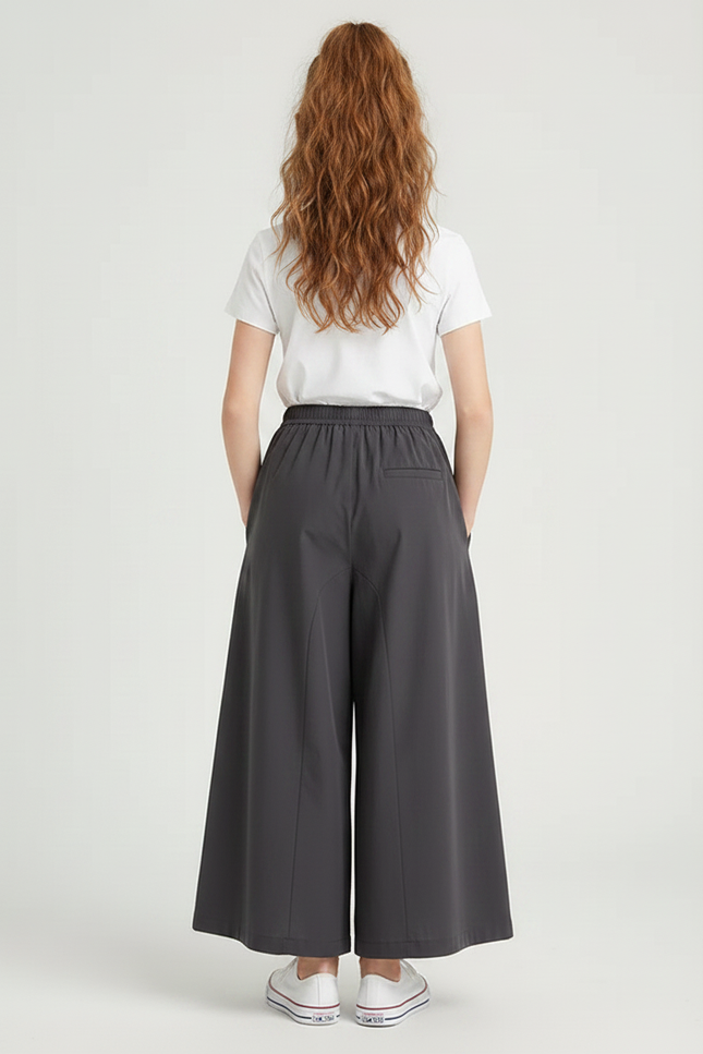 Pantalon Fluide Gris Ample Confortable Décontracté - Polyester - vue 2