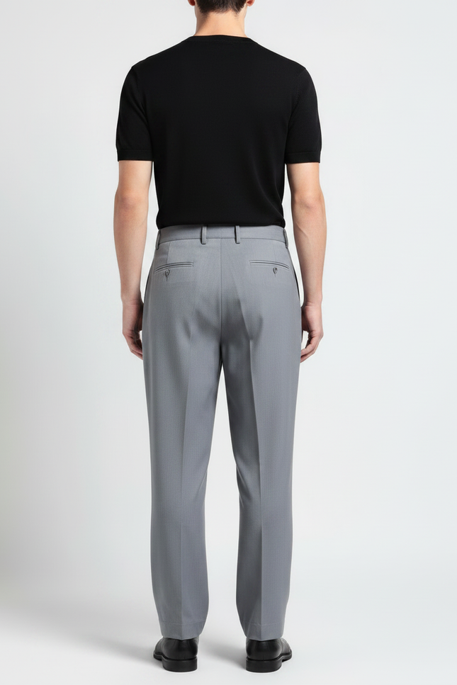 Pantalon Fluide Gris Ample Plissé Décontracté Homme - Gabardine - vue 2