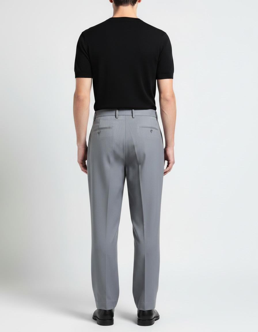 Pantalon Fluide Gris Ample Plissé Décontracté Homme - Gabardine - vue 2