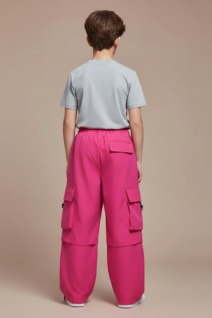 Pantalon Fluide Rose Cargo Ample Enfant Tendance - Polyester - vue 2