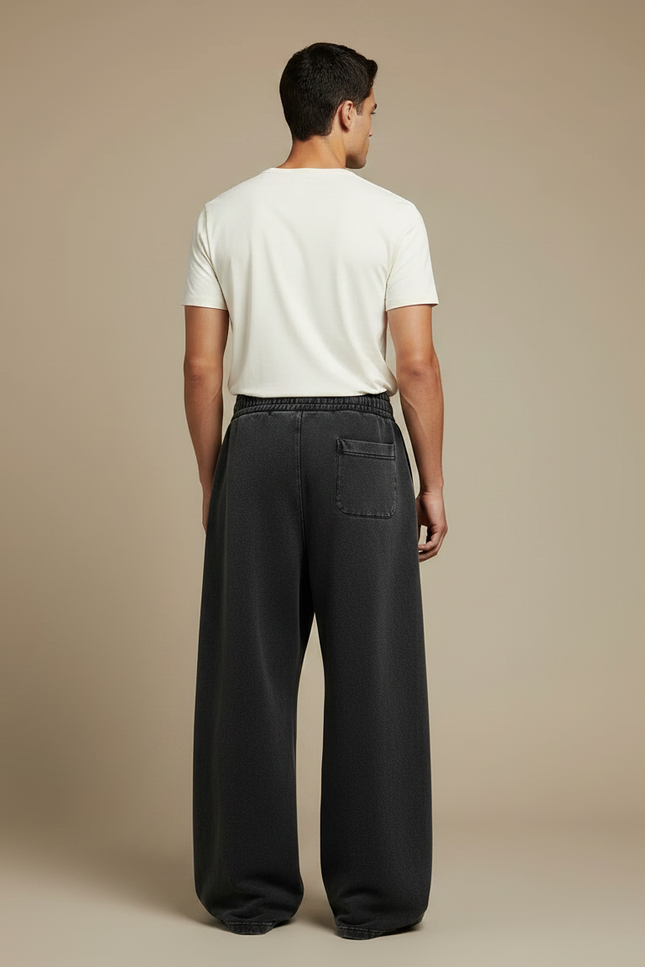 Pantalon Fluide Wide Leg - Noir Molleton - vue 2