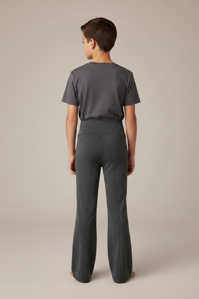 Pantalon Fluide Gris Chiné Évasé Confortable Enfant - Molleton - vue 2