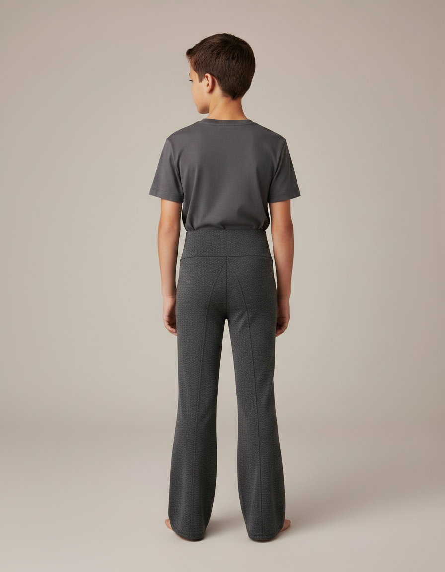 Pantalon Fluide Gris Chiné Évasé Confortable Enfant - Molleton - vue 2