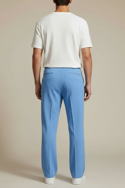 Pantalon Fluide Bleu Ciel Décontracté Droit Homme - Polyester - vue 2
