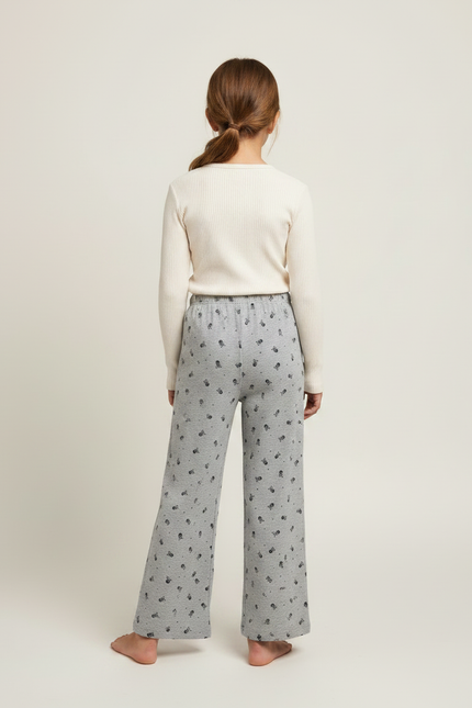 Pantalon Fluide Gris Ample Imprimé Décontracté Enfant Coton - Molleton - vue 2