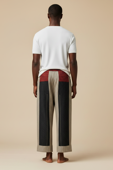 Pantalon Fluide Ethnique Ample Imprimé Totem Confortable - Multicolore Lin - vue 2