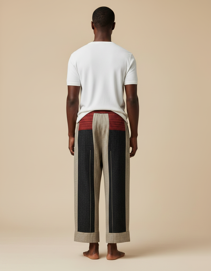 Pantalon Fluide Ethnique Ample Imprimé Totem Confortable - Multicolore Lin - vue 2