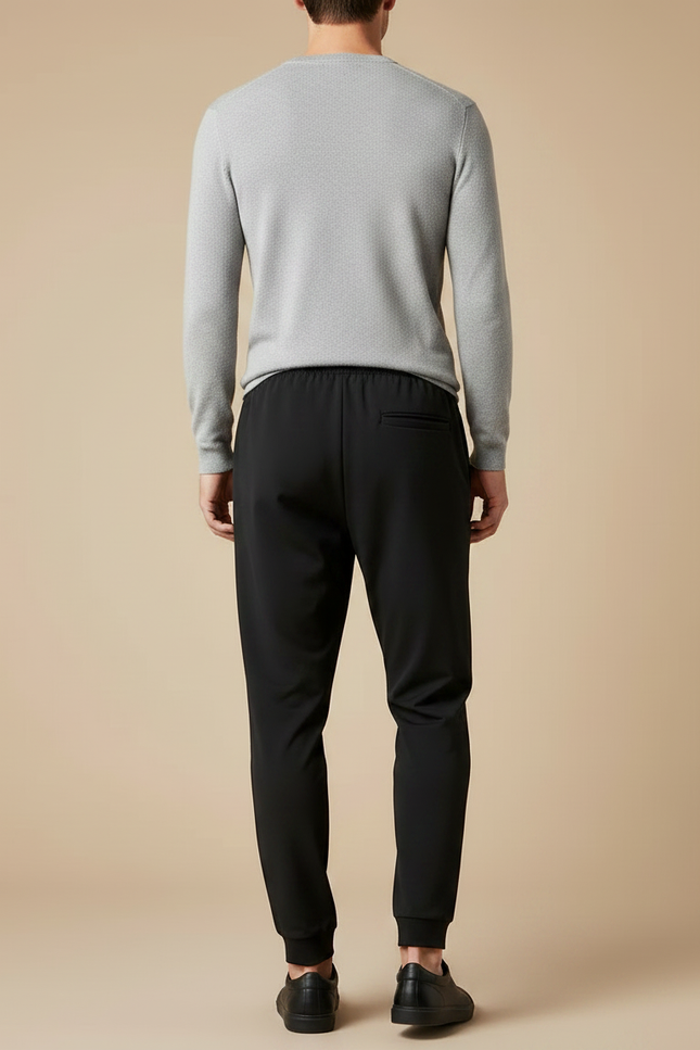 Pantalon Fluide Noir Ample Homme Sport Cordon Cheville - Polyester - vue 2