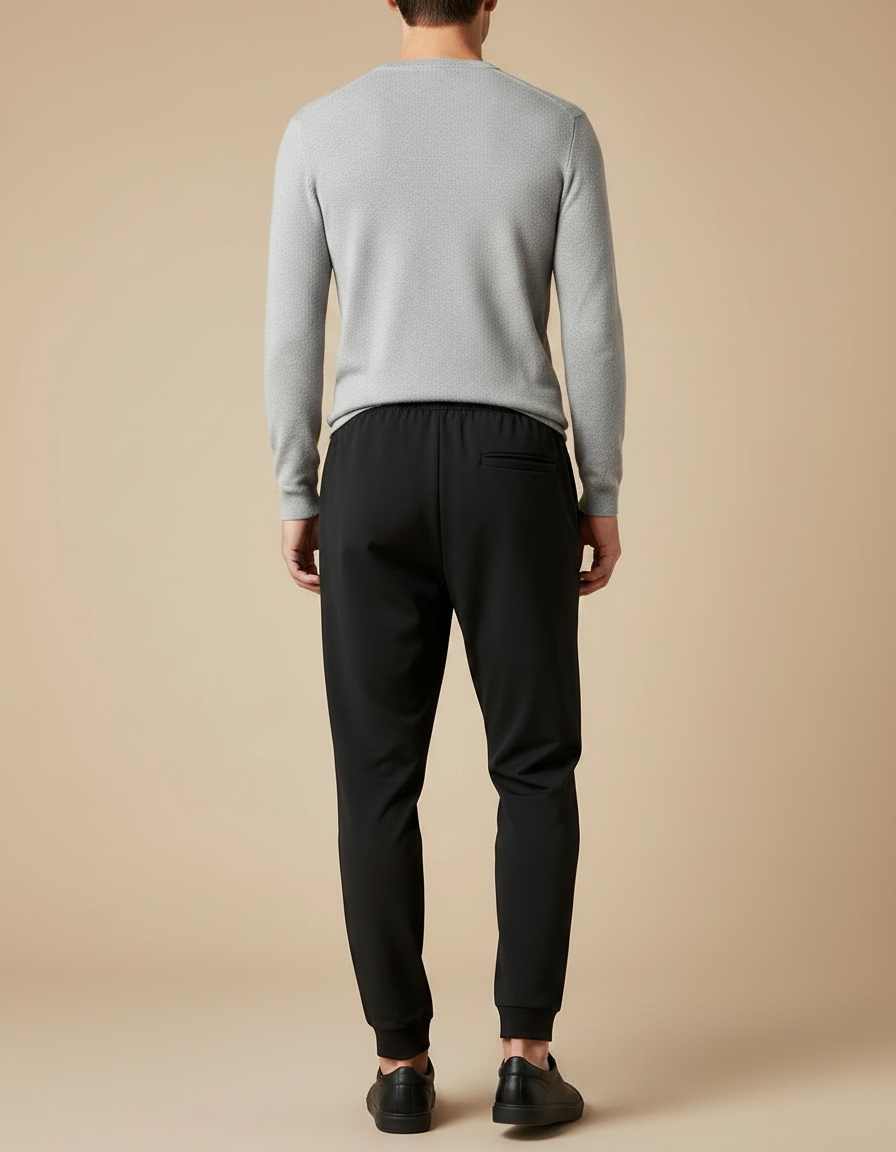 Pantalon Fluide Noir Ample Homme Sport Cordon Cheville - Polyester - vue 2
