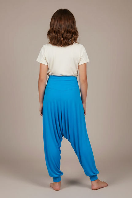 Pantalon Fluide Bleu Ample Harem Confortable Fille - Viscose - vue 2