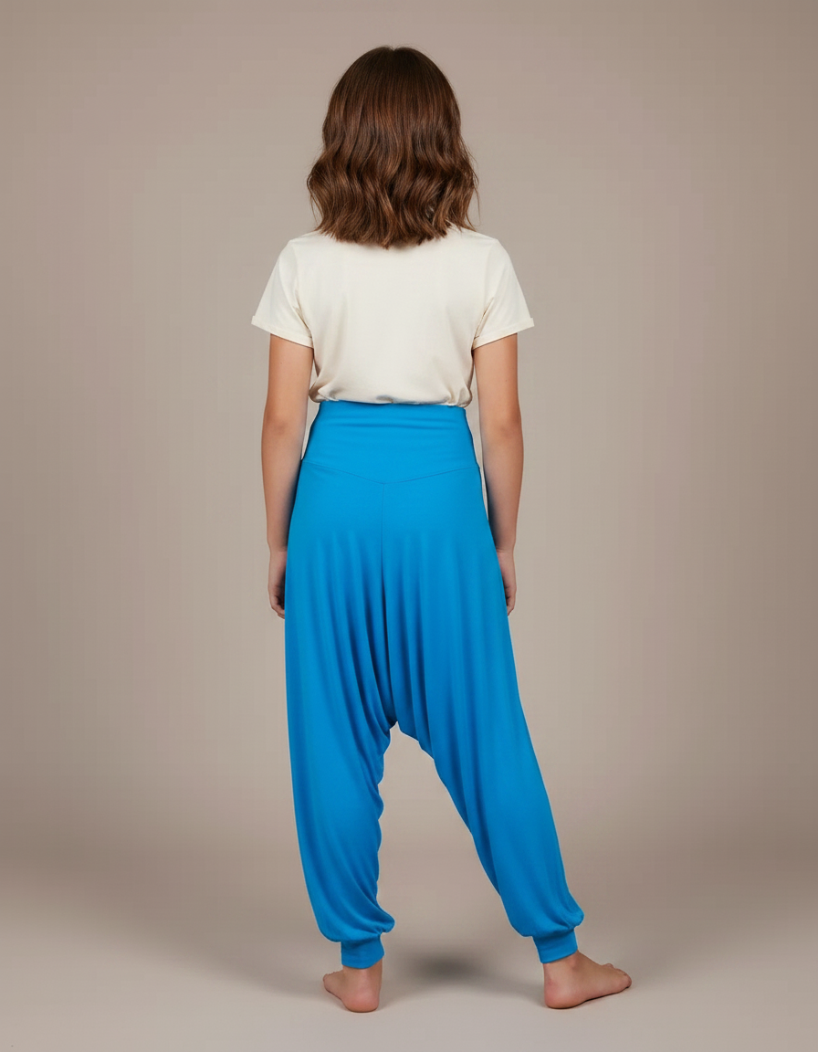 Pantalon Fluide Bleu Ample Harem Confortable Fille - Viscose - vue 2