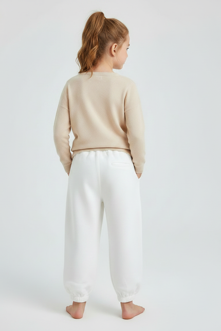 Pantalon Fluide Blanc Ample Papillons Colorés Fille - Molleton - vue 2