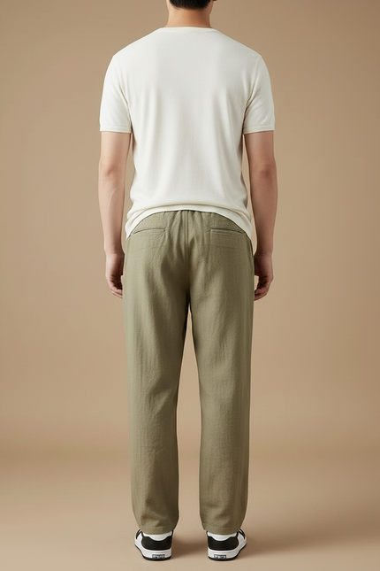 Pantalon Fluide Kaki Lin Ample Cordon Homme - vue 2