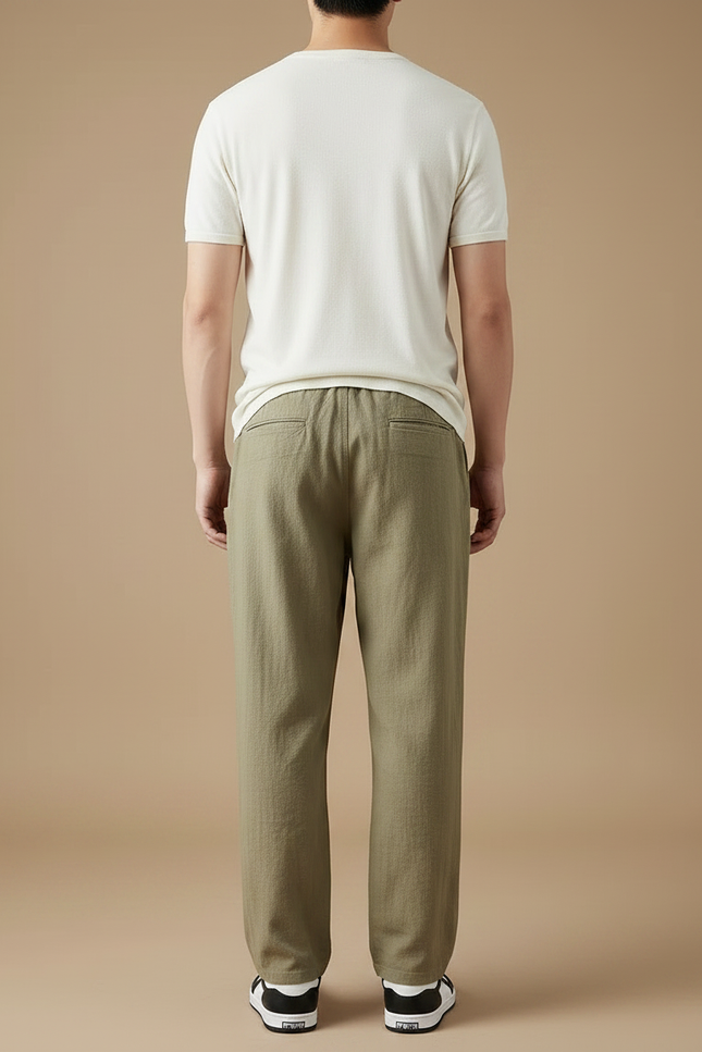 Pantalon Fluide Kaki Lin Ample Cordon Homme - vue 2