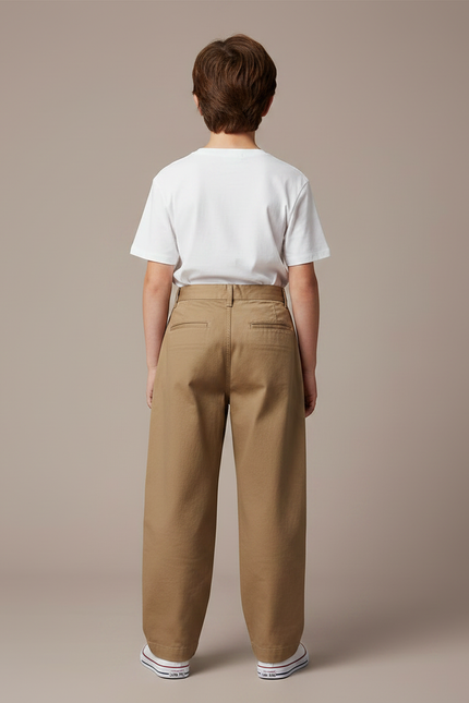 Pantalon Fluide Ample Beige Coton Unisexe Décontracté - Gabardine - vue 2