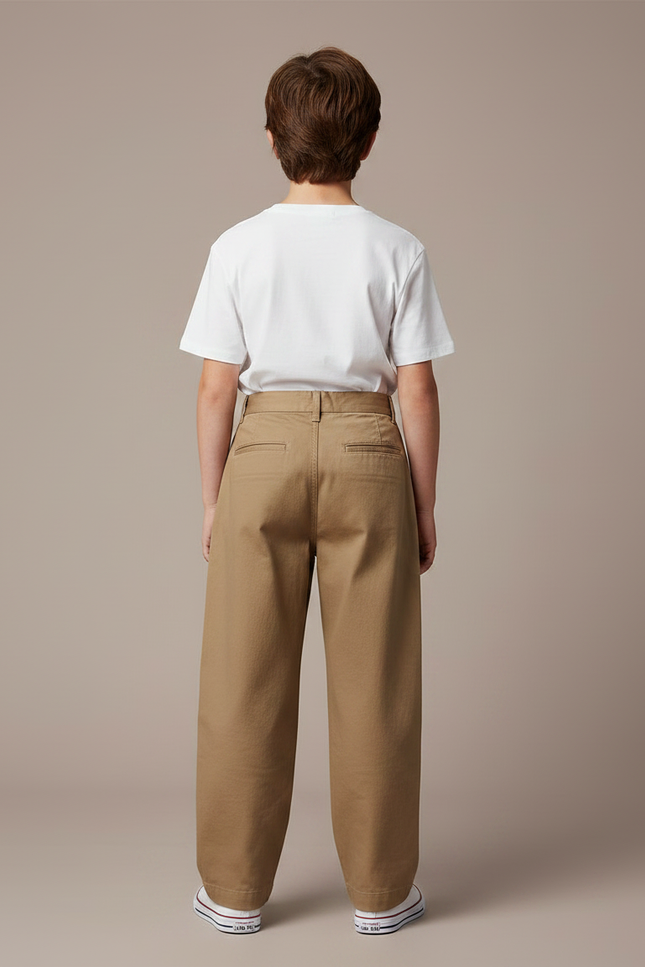 Pantalon Fluide Ample Beige Coton Unisexe Décontracté - Gabardine - vue 2