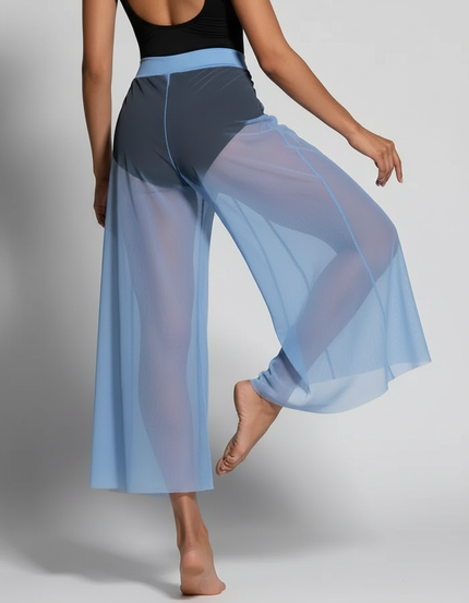 Pantalon Fluide Bleu Ciel Transparent Ample Mesh Danse - Maille