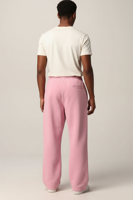 Pantalon Fluide Rose Ample Décontracté Brodé Sport - Molleton - vue 2