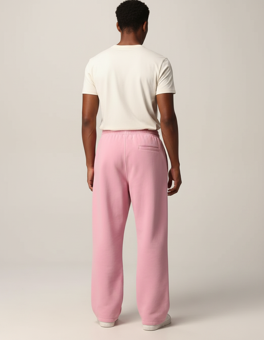 Pantalon Fluide Rose Ample Décontracté Brodé Sport - Molleton - vue 2
