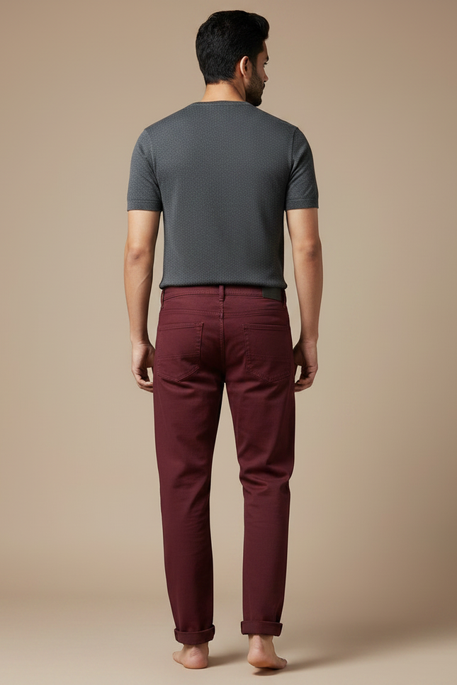 Pantalon Fluide Bordeau Coton Décontracté Homme Ample - Bordeaux - vue 2