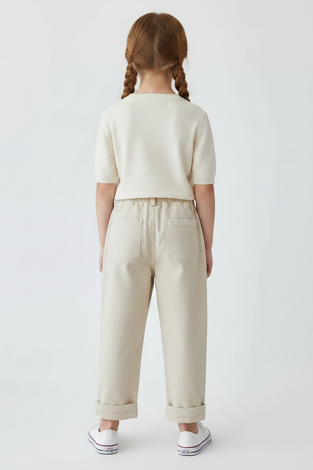 Pantalon Fluide Beige Coton Ample Décontracté Enfant - Molleton - vue 2
