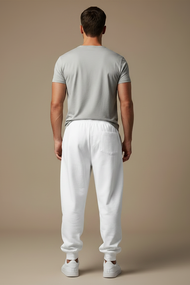 Pantalon Fluide Blanc Imprimé Tigre Ample Sportswear Homme - Molleton - vue 2