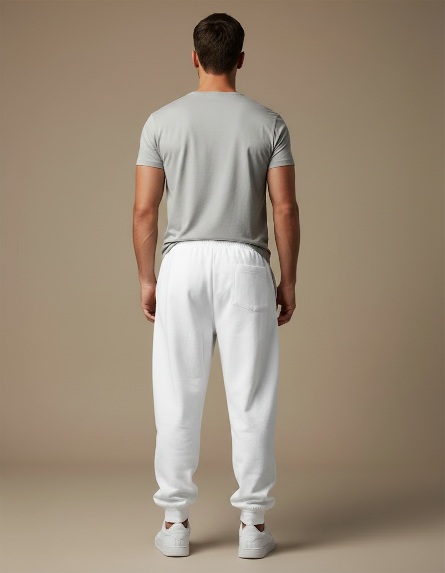 Pantalon Fluide Blanc Imprimé Tigre Ample Sportswear Homme - Molleton - vue 2