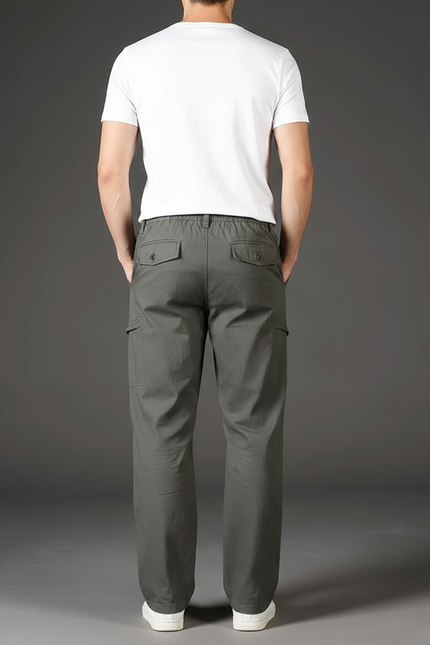 Pantalon Fluide Cargo Homme Kaki Décontracté Coton - vue 2