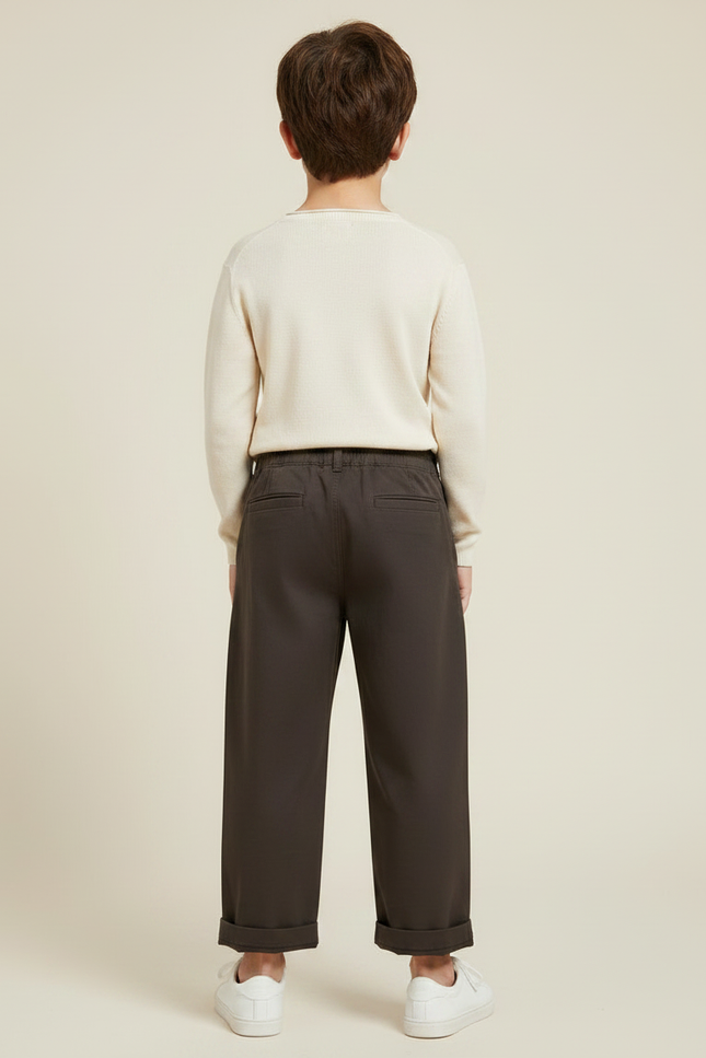 Pantalon Fluide Marron Coton Ample Garçon Décontracté - Gabardine - vue 2