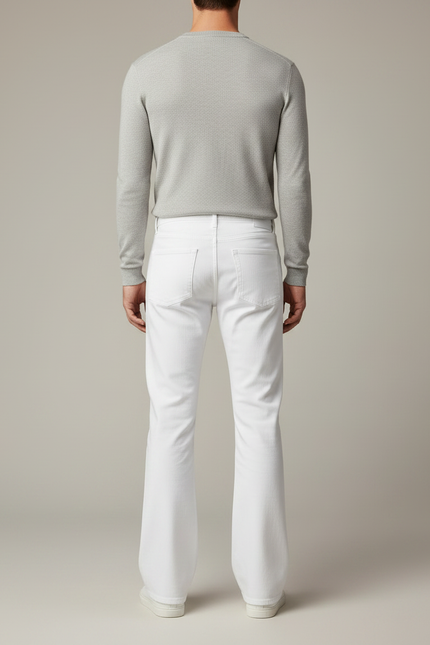 Pantalon Fluide Blanc Évasé Coupe Vintage Homme - Jean - vue 2