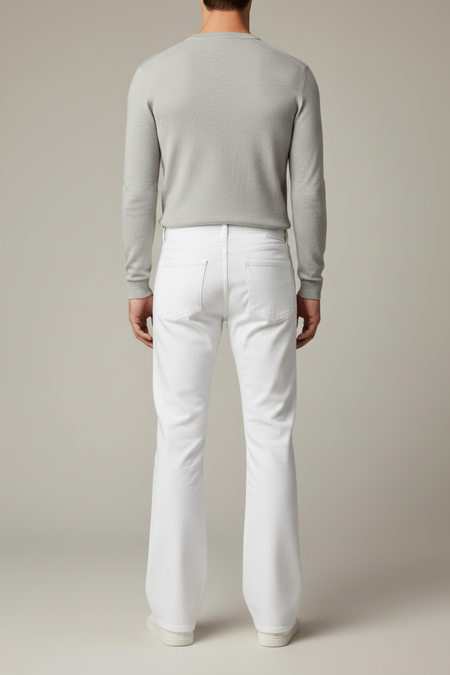 Pantalon Fluide Blanc Évasé Coupe Vintage Homme - Jean - vue 2