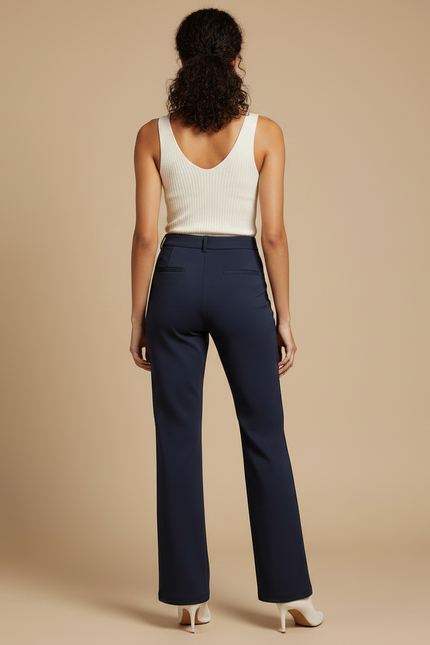 Pantalon Fluide Femme Sans Repassage - Marine Polyester - vue 2