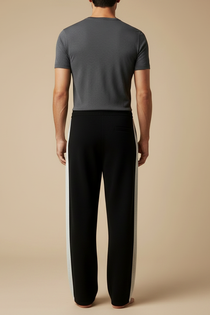 Pantalon Fluide Noir Laine Mérinos Jacquard Décontracté - vue 2