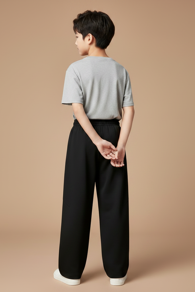 Pantalon Fluide Noir Ample Sport Coton Garçon - Molleton - vue 2