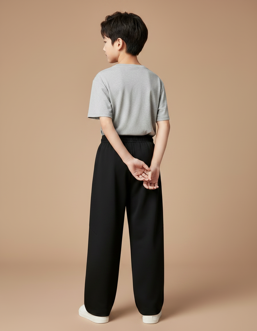 Pantalon Fluide Noir Ample Sport Coton Garçon - Molleton - vue 2