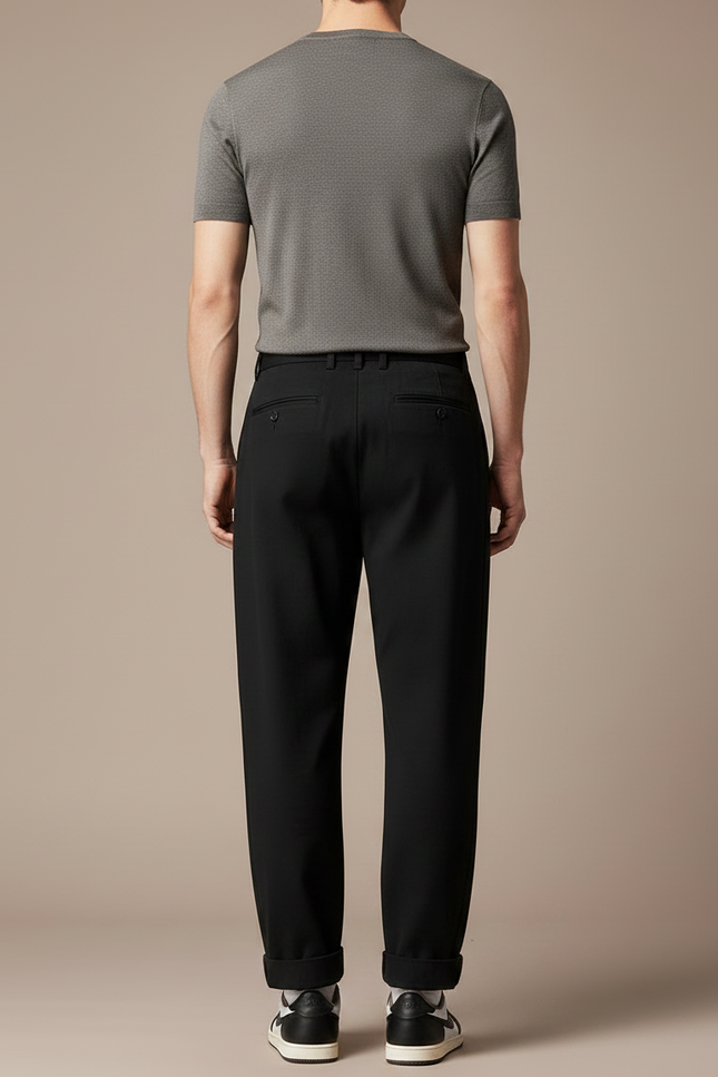 Pantalon Fluide Noir Ample Coton Homme - vue 2