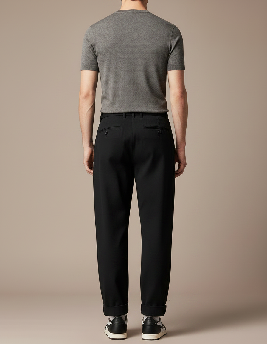 Pantalon Fluide Noir Ample Coton Homme - vue 2