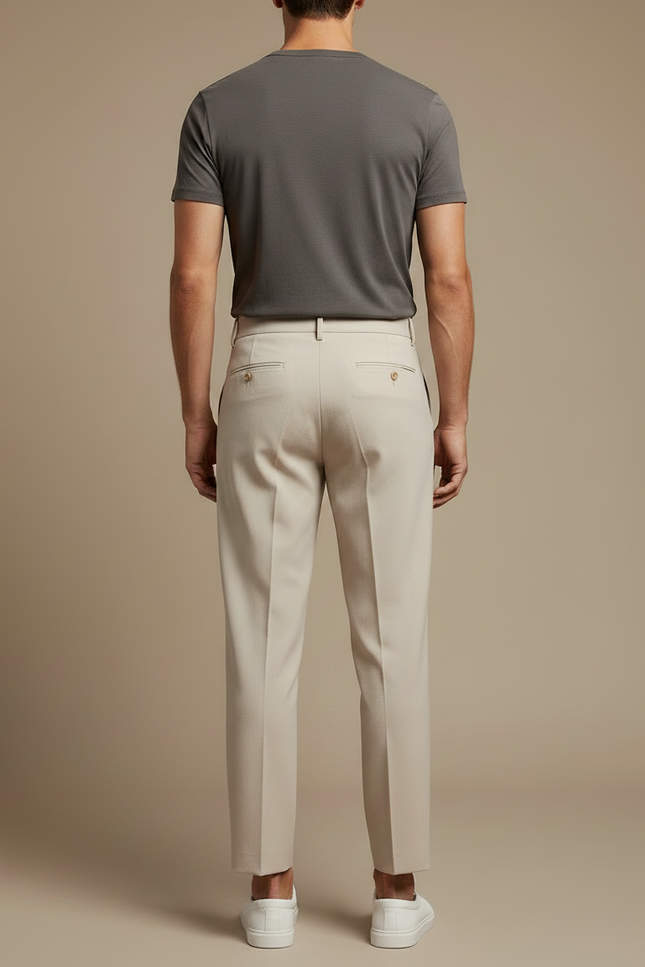 Pantalon Fluide Beige Plissé Ample Homme Élégant - Gabardine - vue 2