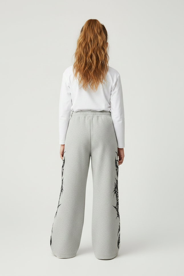 Pantalon Fluide Gris Ample Imprimé Tribal Décontracté Fille - Molleton - vue 2
