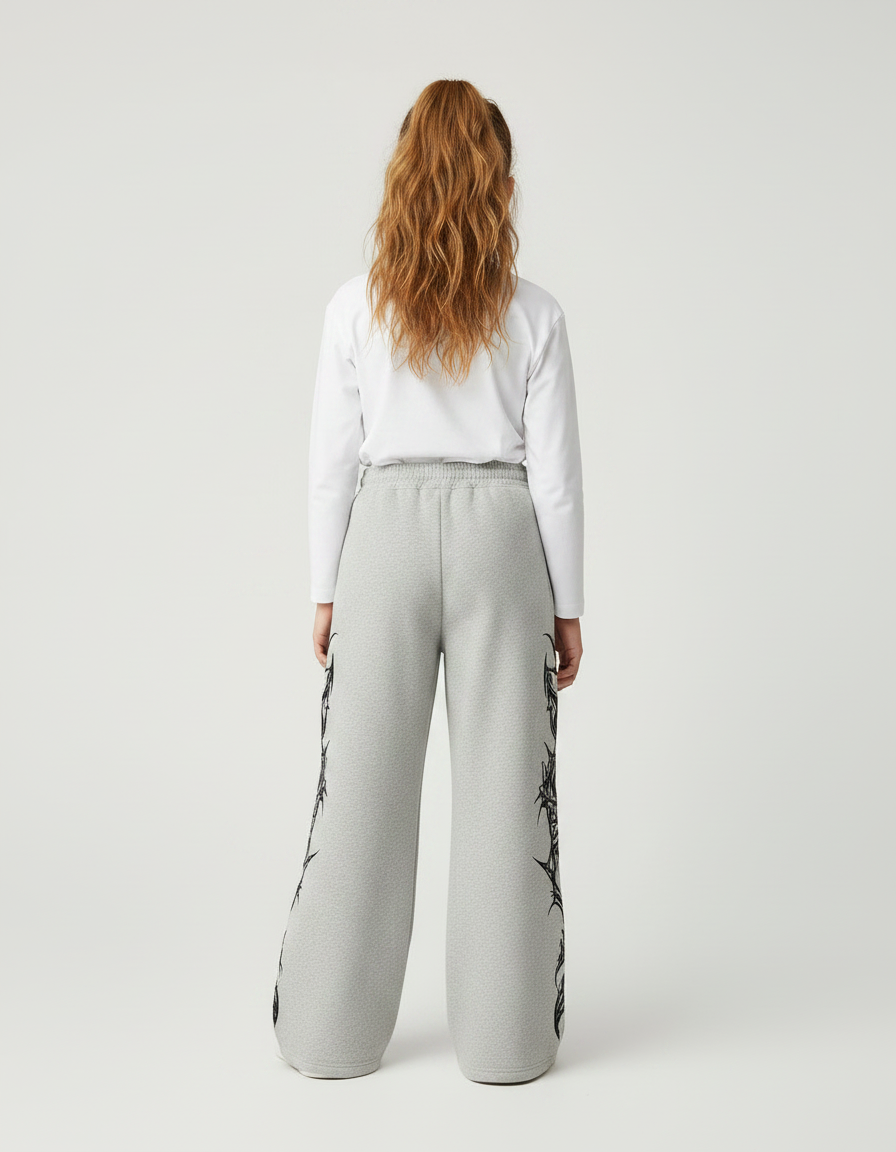 Pantalon Fluide Gris Ample Imprimé Tribal Décontracté Fille - Molleton - vue 2