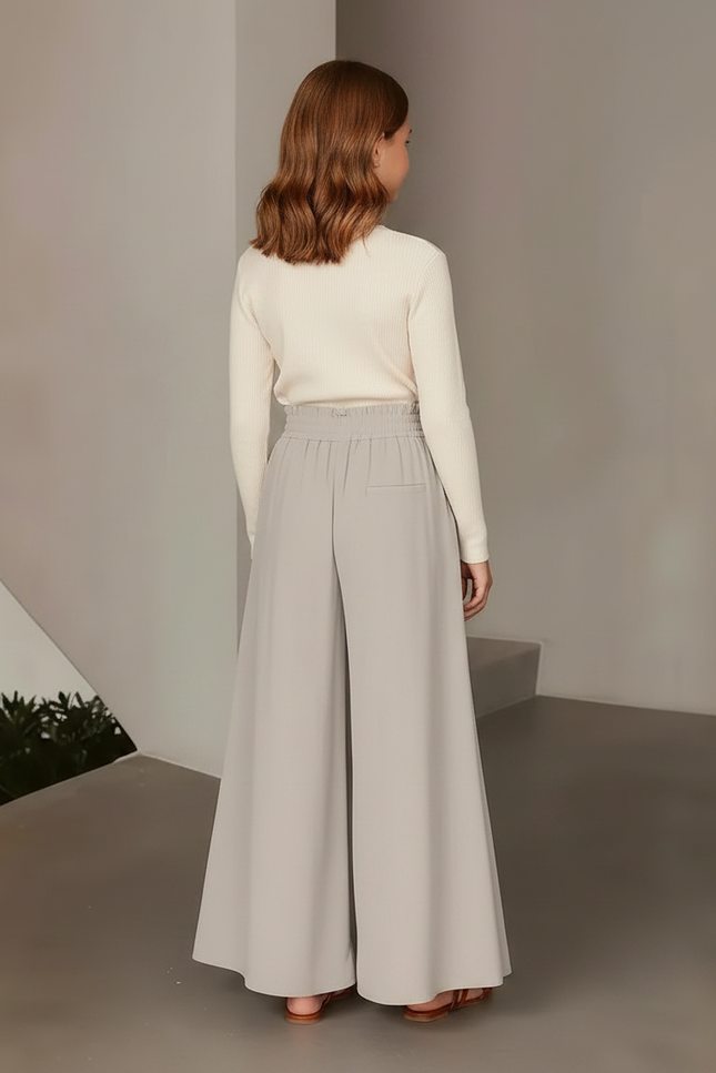Pantalon Fluide Gris Ample Taille Haute Enfant - Viscose - vue 2