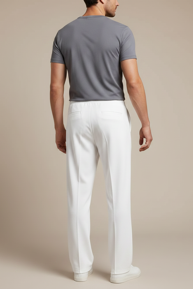 Pantalon Fluide Blanc Droit Décontracté Cordon Homme - Polyester - vue 2