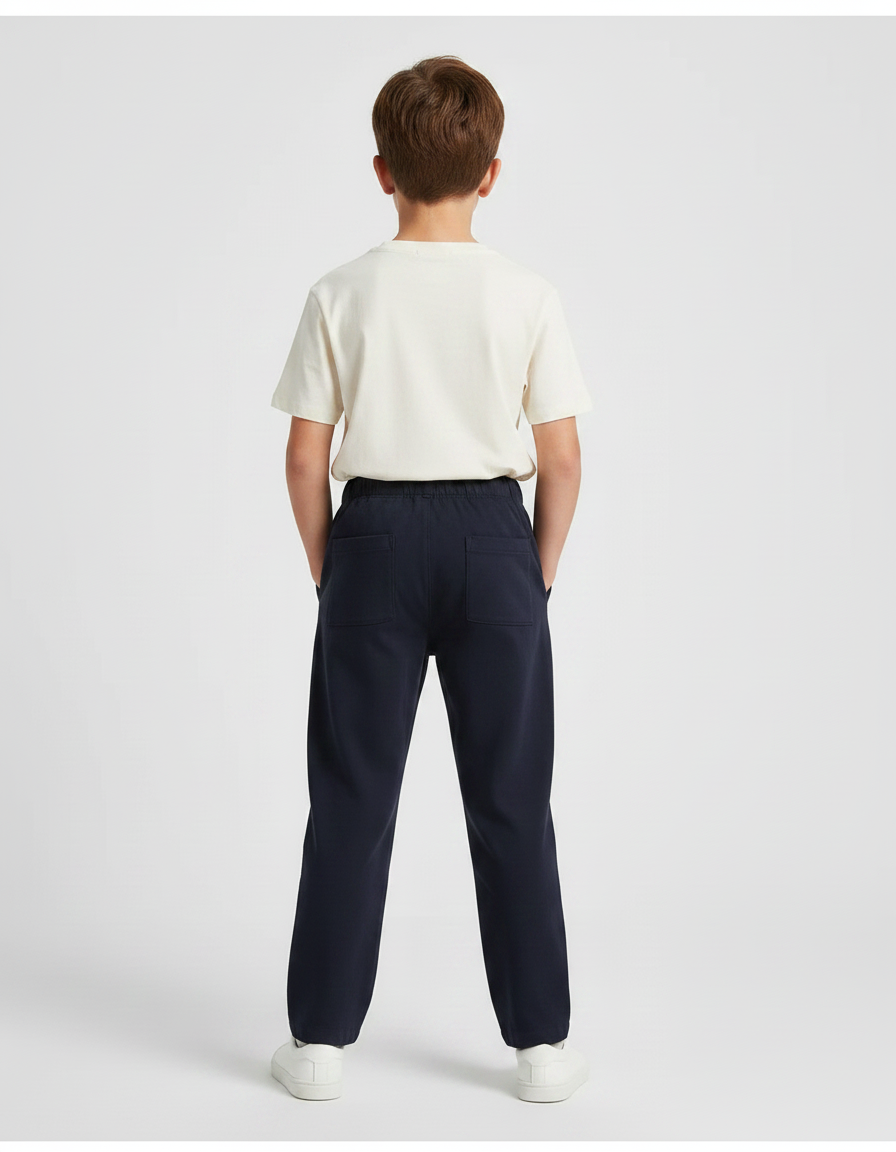 Pantalon Fluide Bleu Marine Ample Décontracté Enfant - Molleton - vue 2
