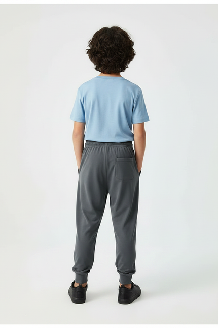 Pantalon Fluide Gris Cordon Ample Sport Enfant - Polyester - vue 2