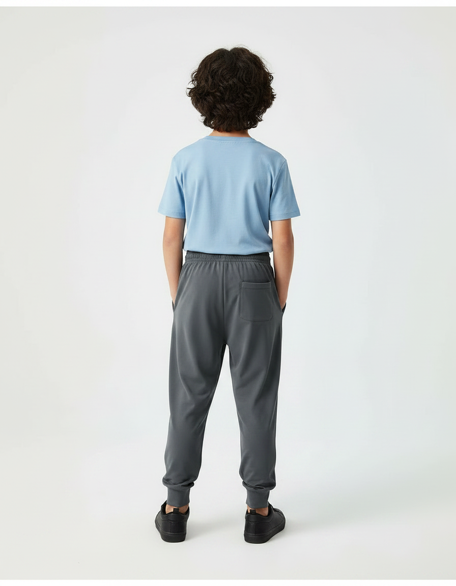 Pantalon Fluide Gris Cordon Ample Sport Enfant - Polyester - vue 2